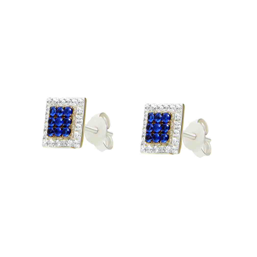 Squre Blue & White Diamond Earring ER21091A50